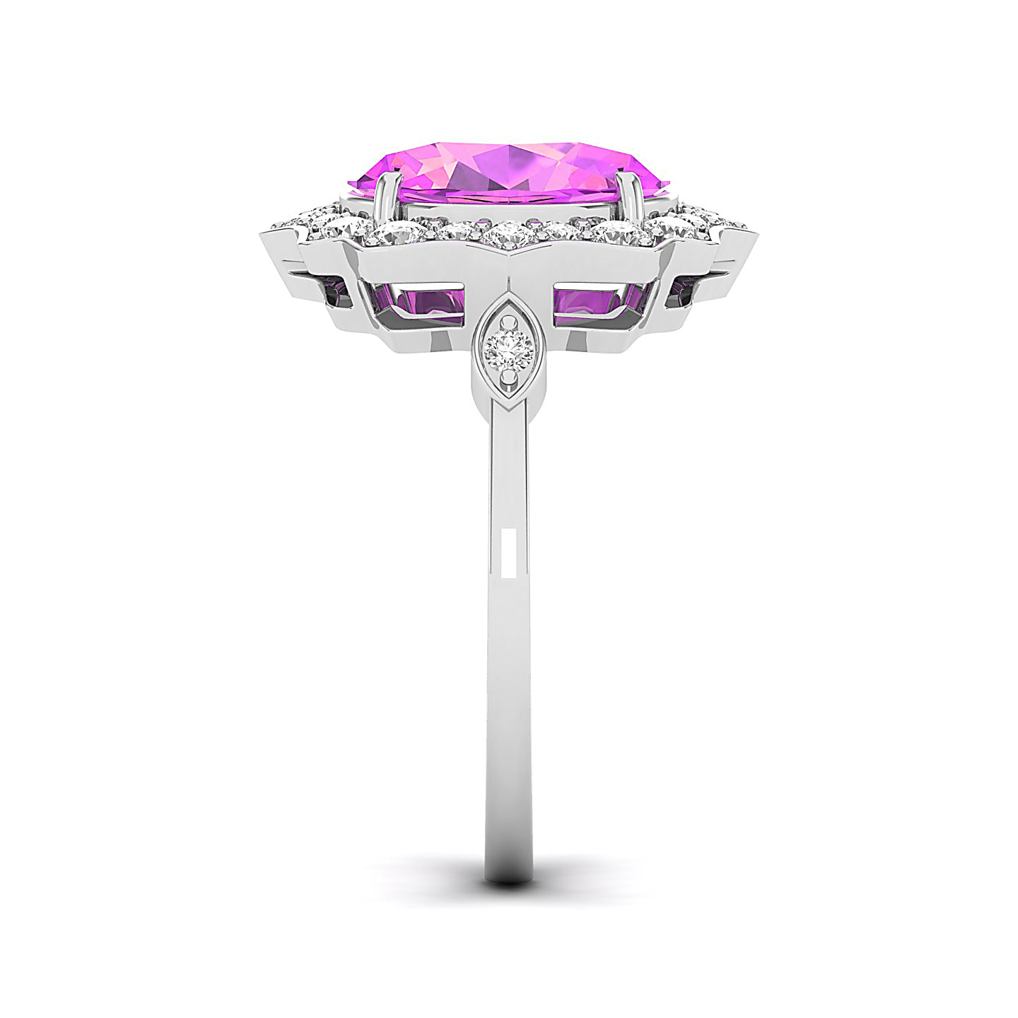 Heavens Sky Pink Sapphire Halo ring