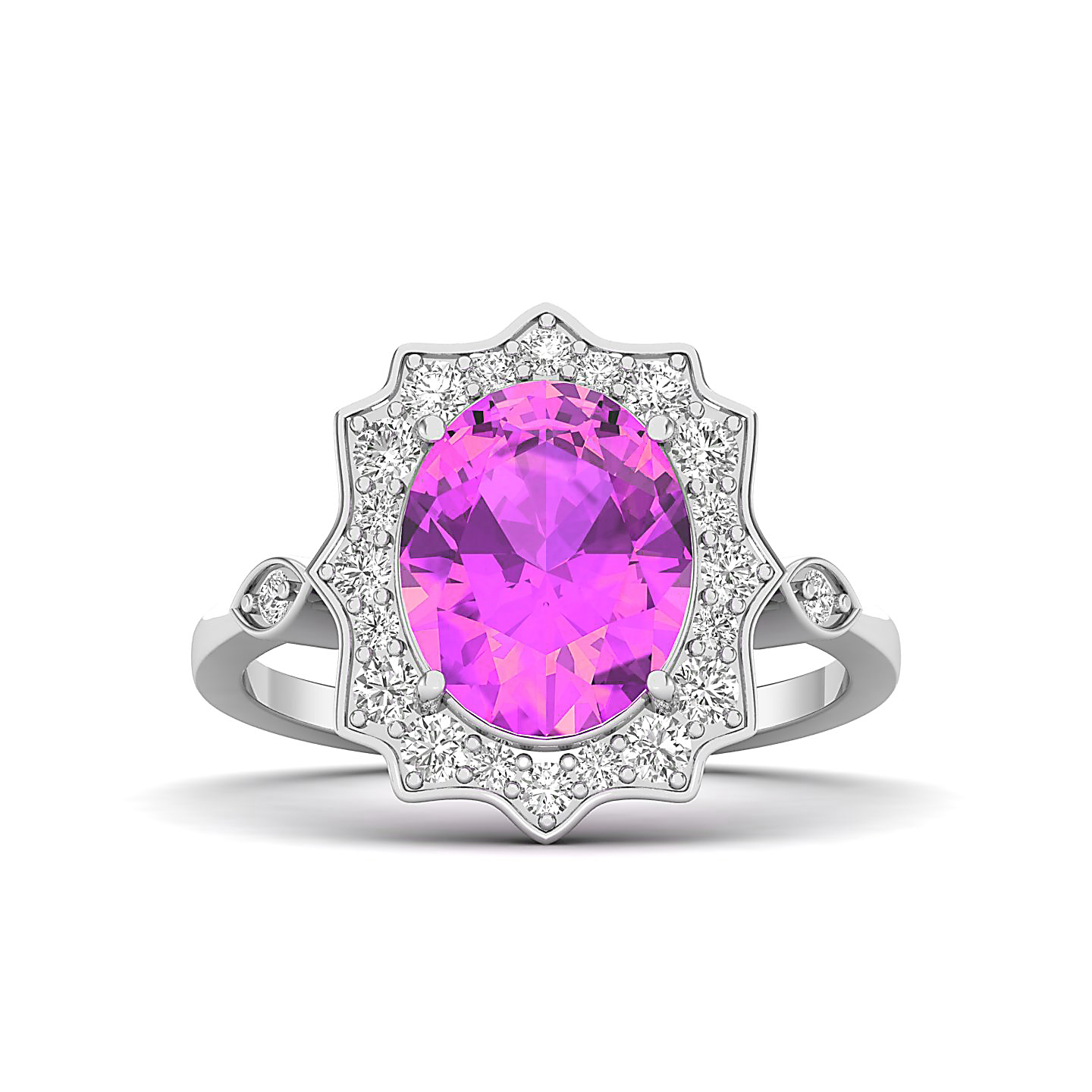 Heavens Sky Pink Sapphire Halo ring