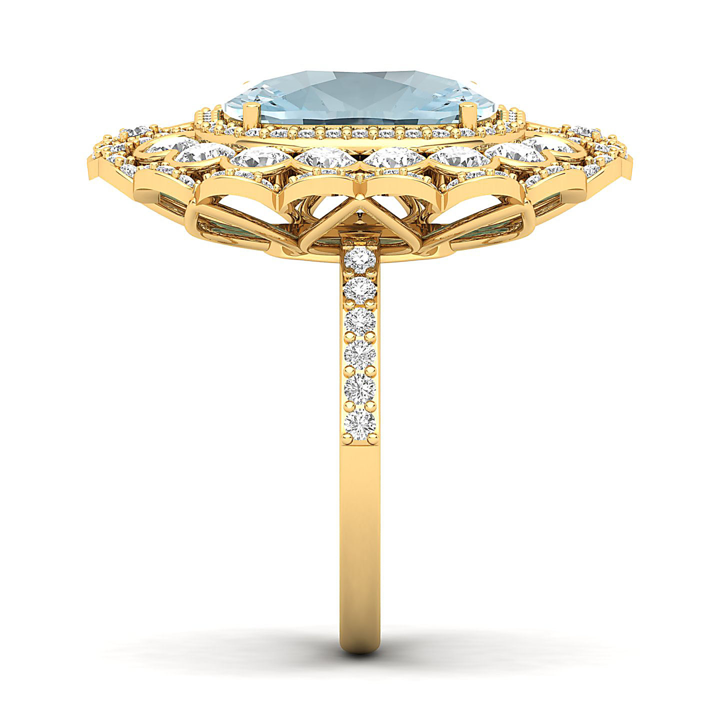 Heritage Legacy Cluster Aquamarine Ring