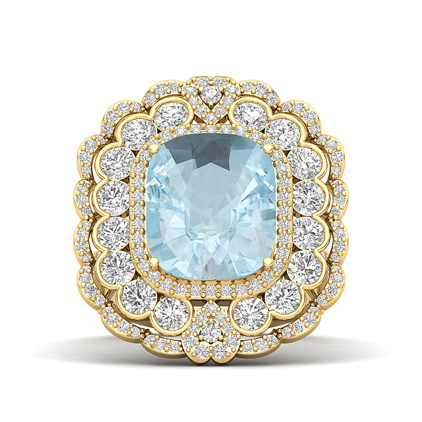 Heritage Legacy Cluster Aquamarine Ring