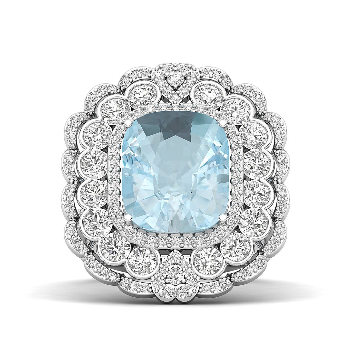 Heritage Legacy Cluster Aquamarine Ring