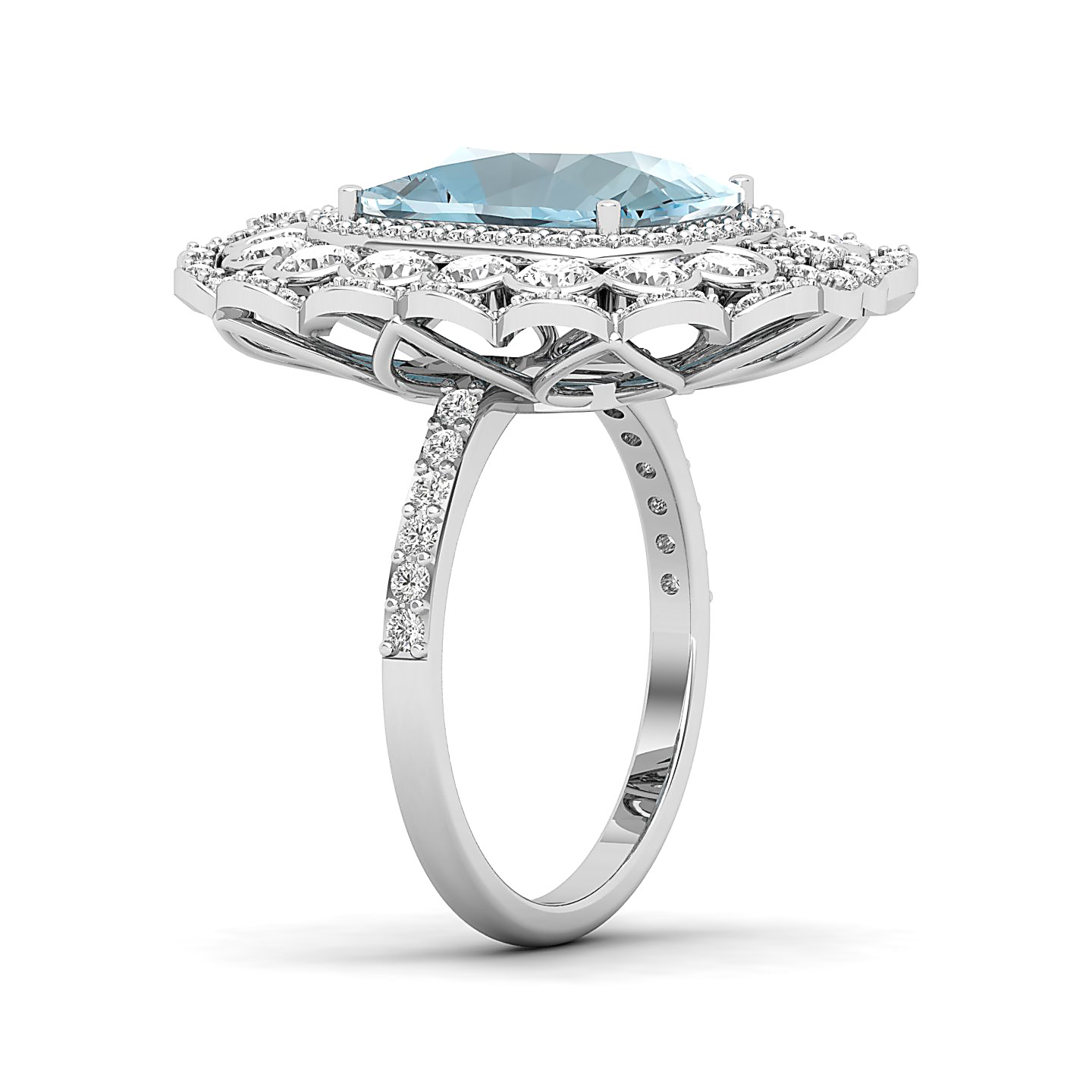 Heritage Legacy Cluster Aquamarine Ring