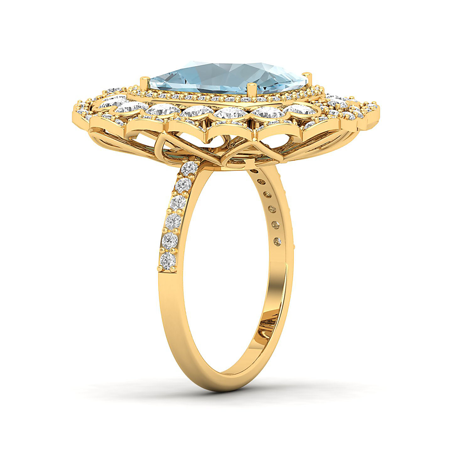 Heritage Legacy Cluster Aquamarine Ring