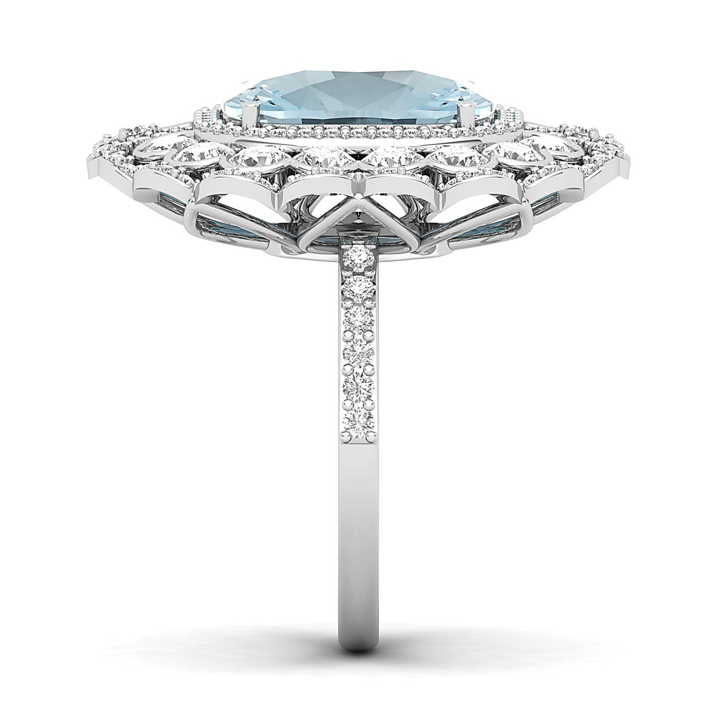 Heritage Legacy Cluster Aquamarine Ring