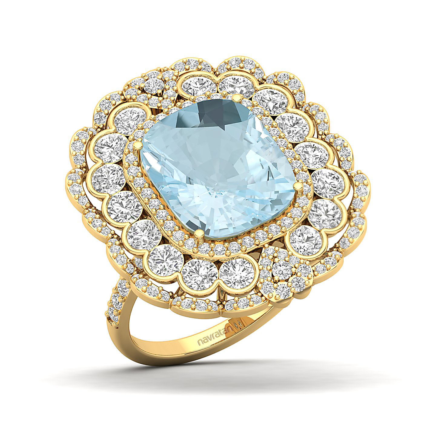 Heritage Legacy Cluster Aquamarine Ring