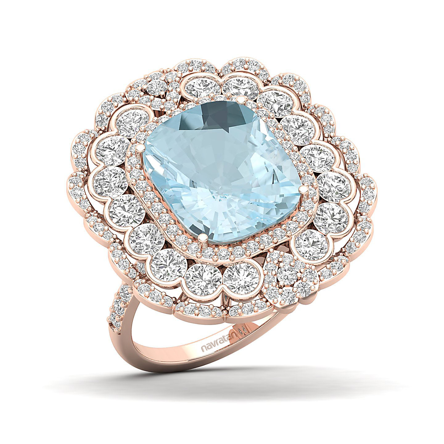Heritage Legacy Cluster Aquamarine Ring