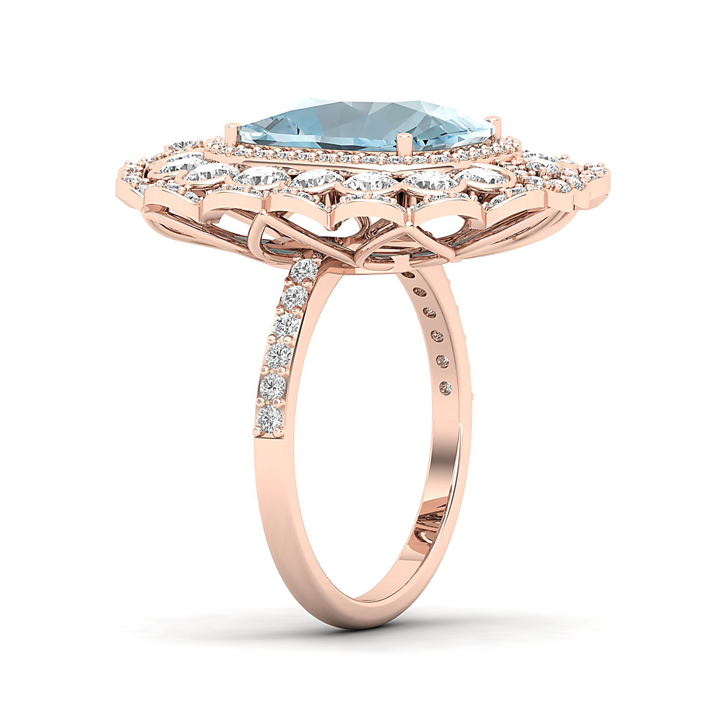 Heritage Legacy Cluster Aquamarine Ring
