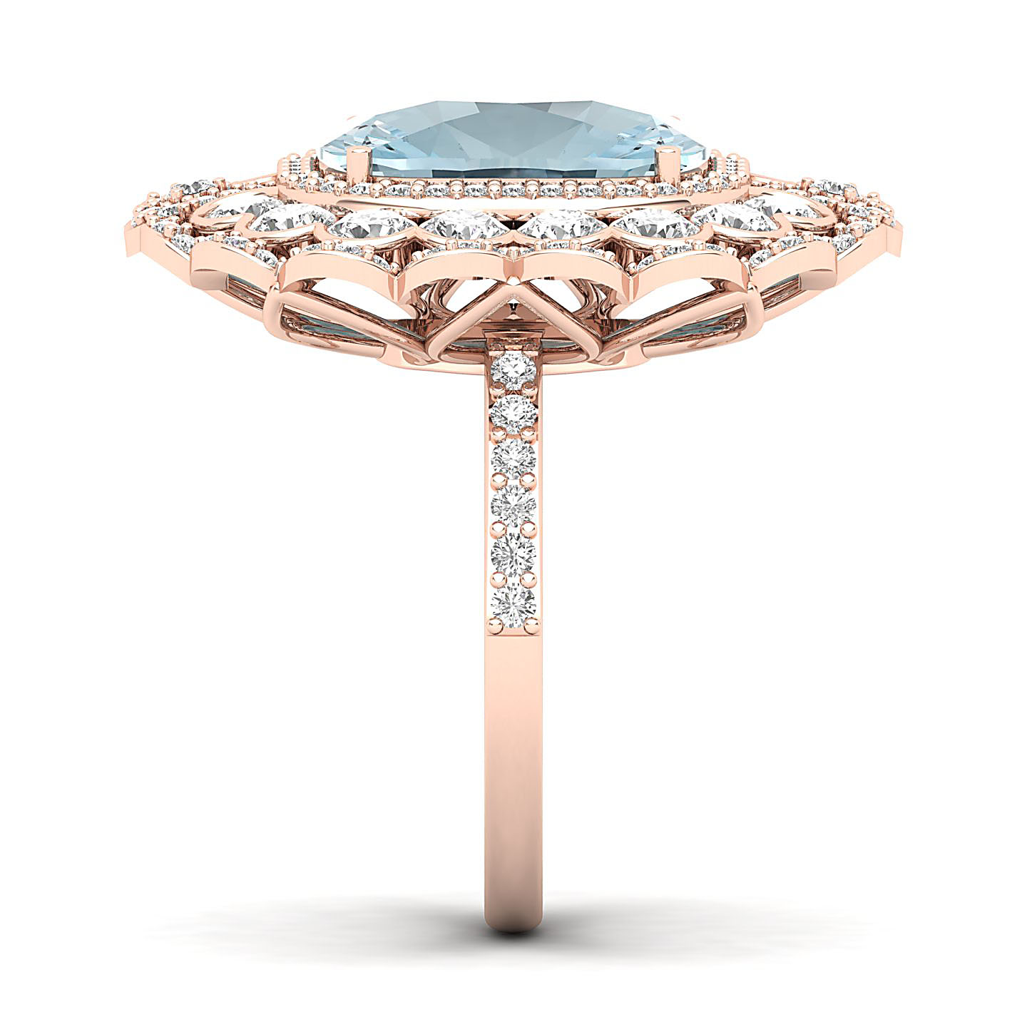 Heritage Legacy Cluster Aquamarine Ring