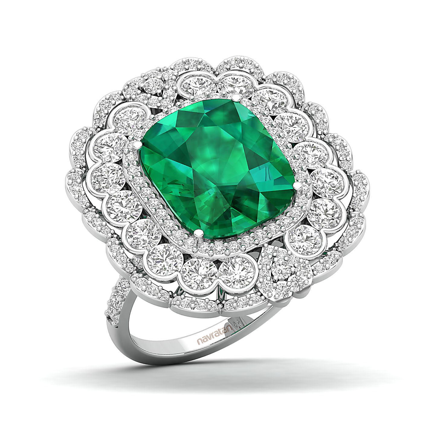 Heritage Legacy Cluster Emerald Ring