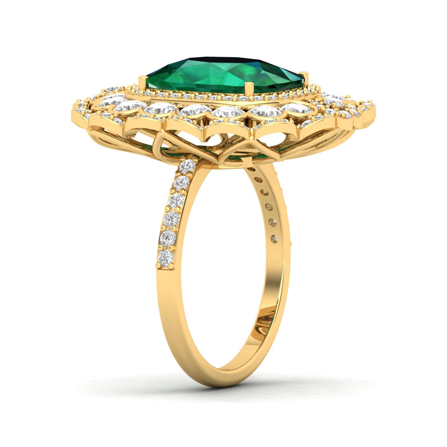 Heritage Legacy Cluster Emerald Ring