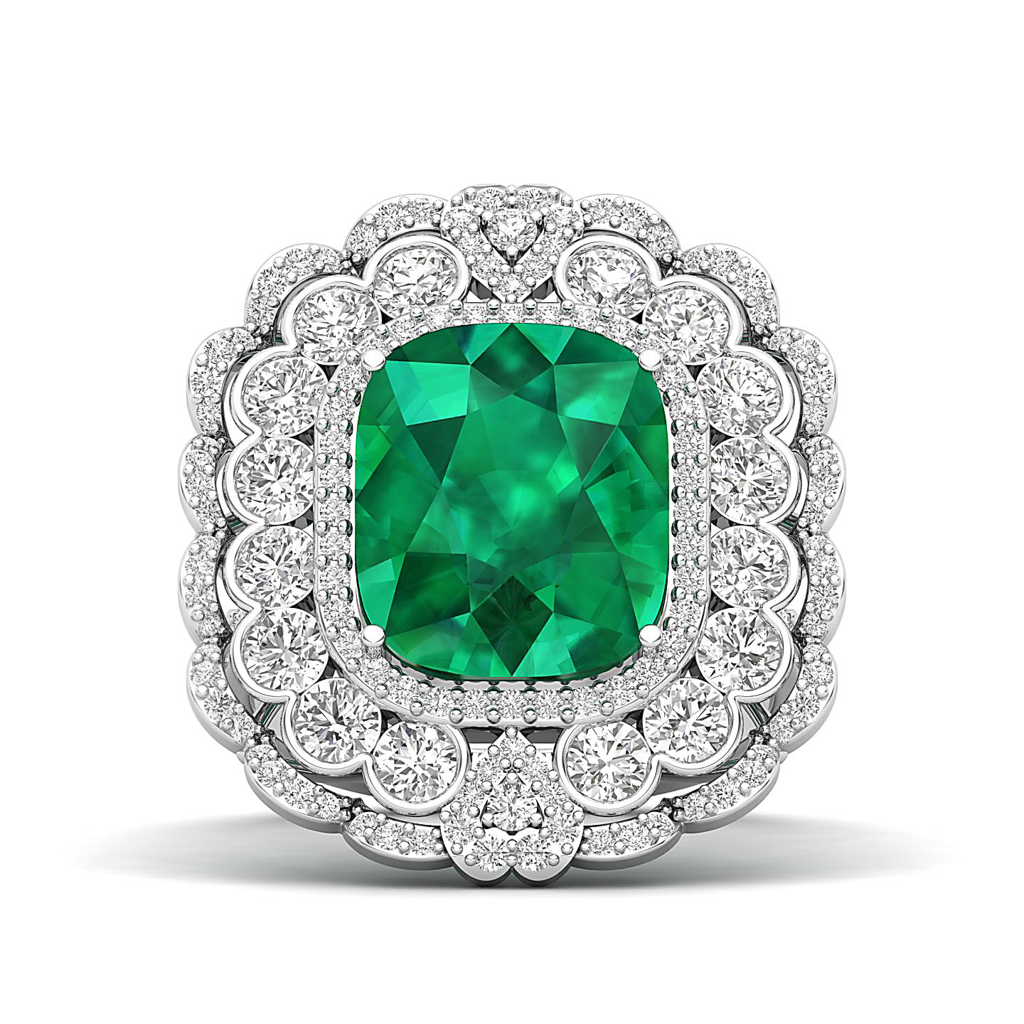 Heritage Legacy Cluster Emerald Ring