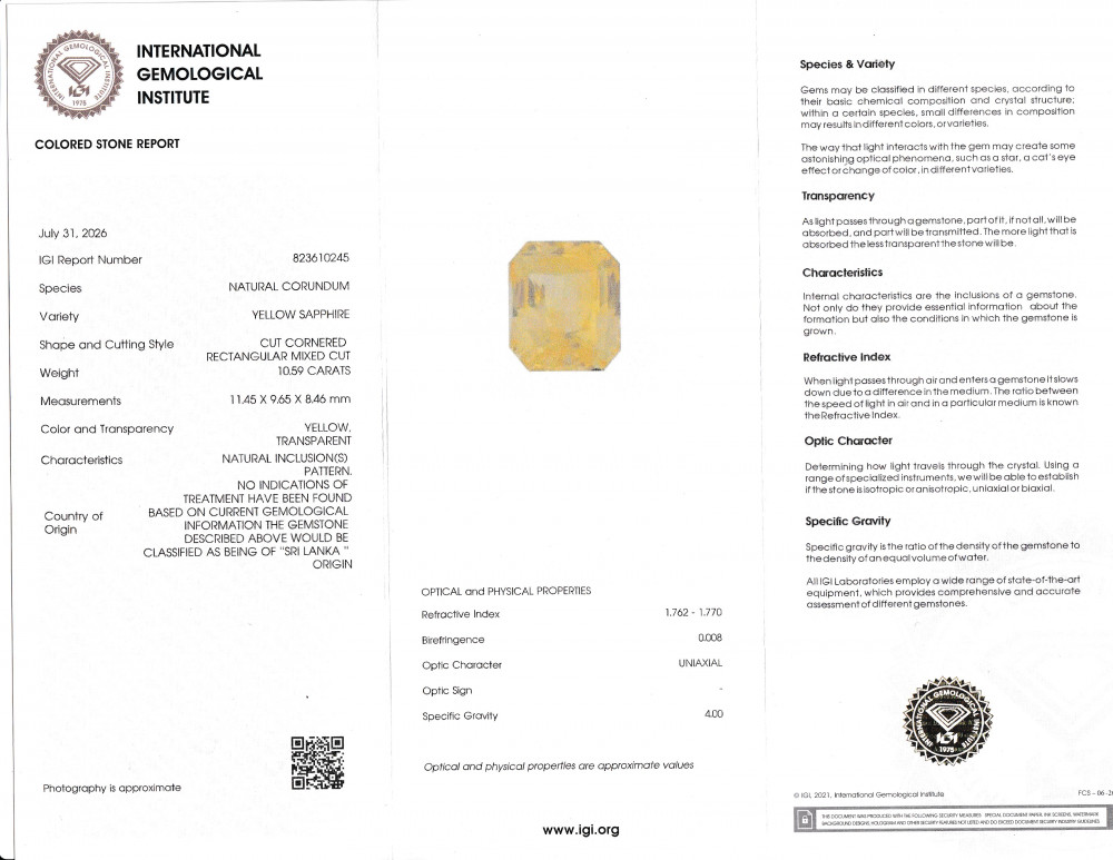 Yellow Sapphire - 10.58 Carat