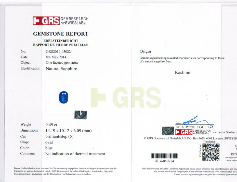 Kashmir Blue Sapphire - 9.49 Carat