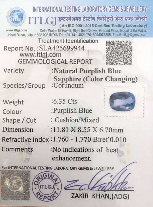 Khooni Blue Sapphire - 6.35 Carat