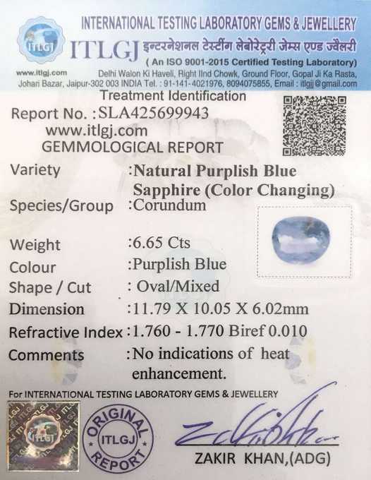 Khooni Blue Sapphire - 6.65 Carat