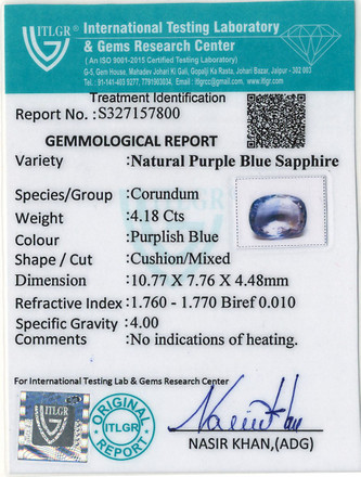 Khooni Blue Sapphire - 4.18 Carat