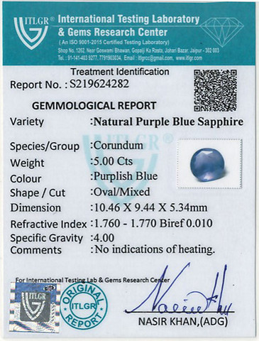 Khooni Blue Sapphire - 5.00 Carat