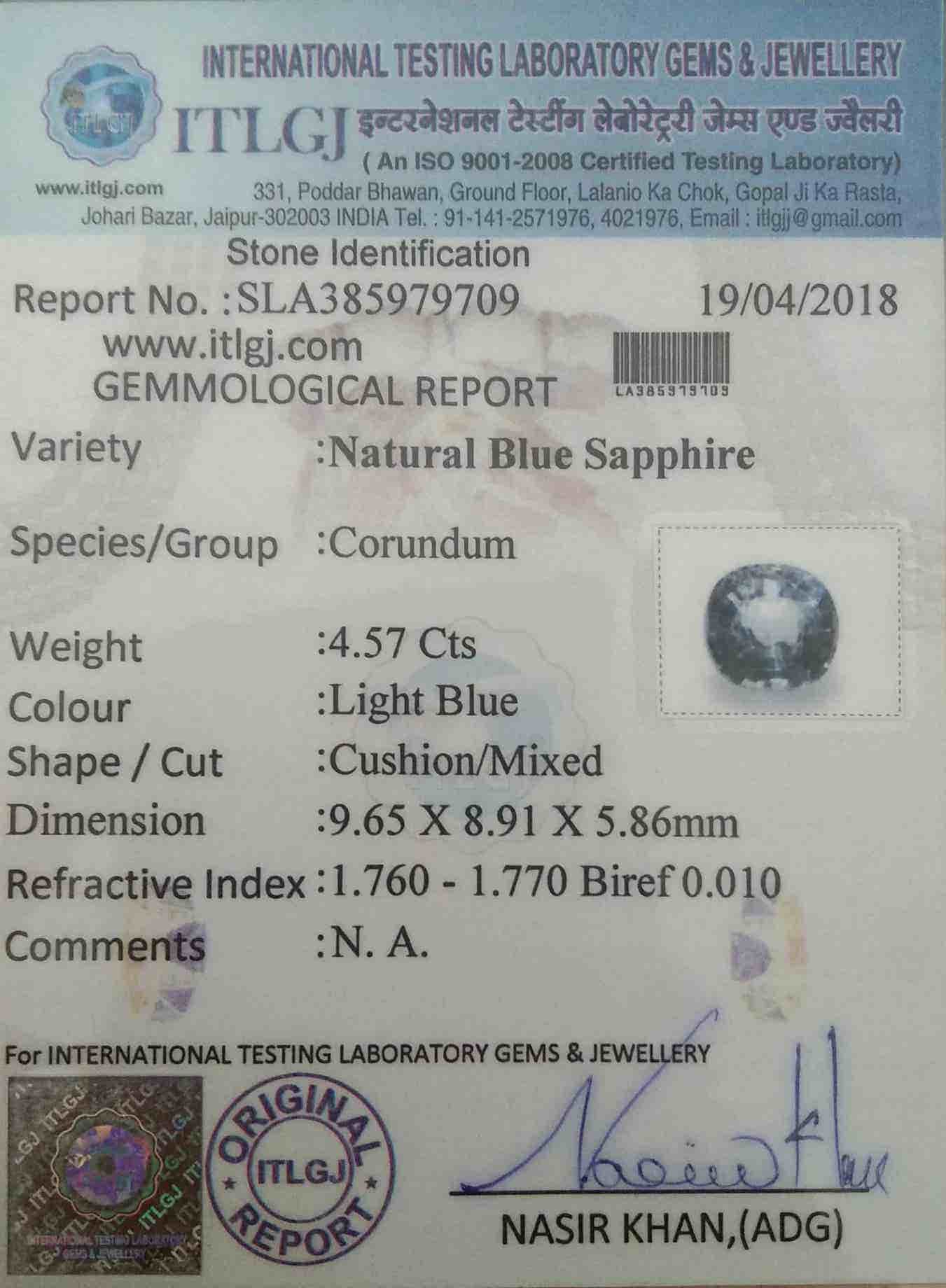Light Blue Sapphire - 4.57 Carat