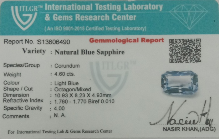 Light Blue Sapphire - 4.6 Carat