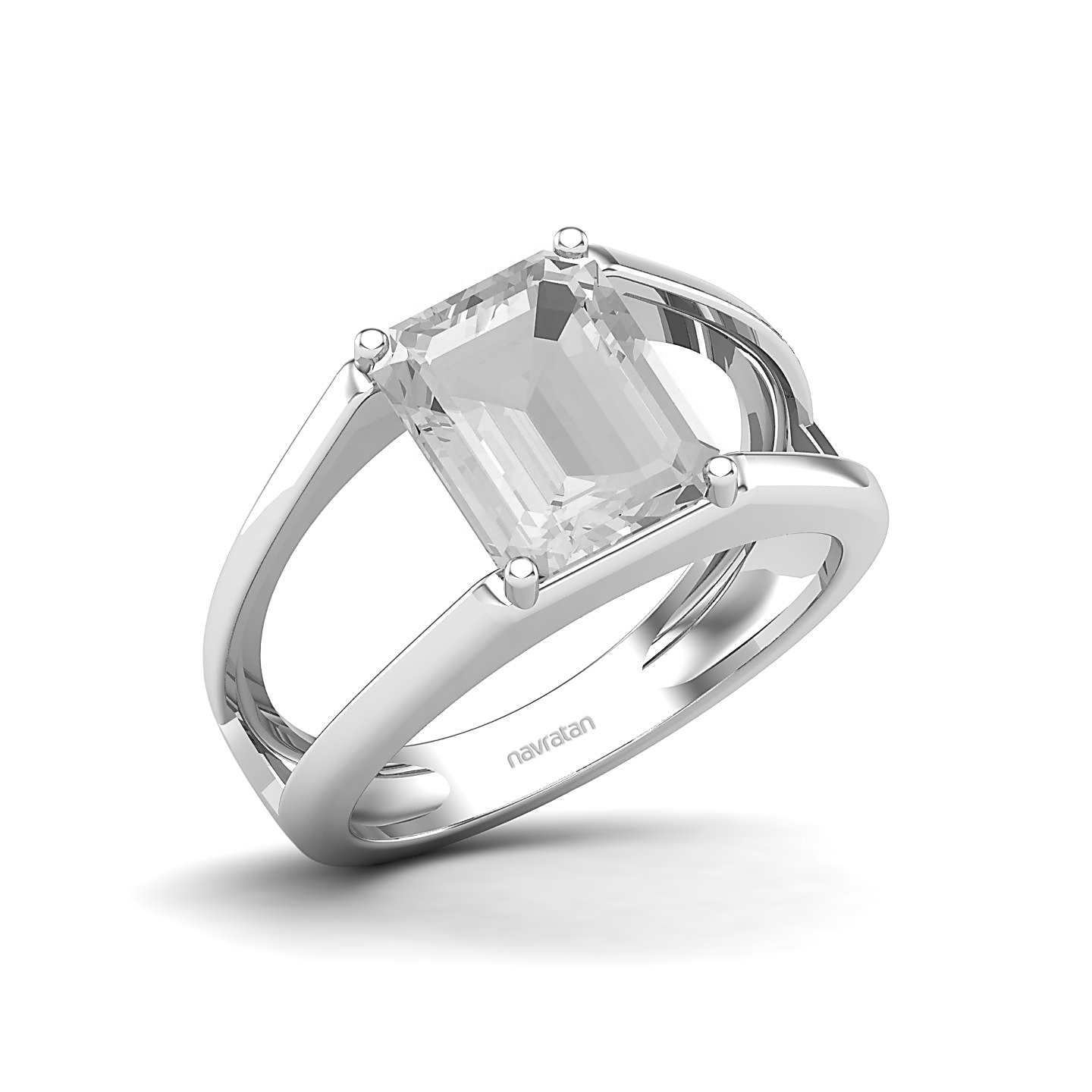 Minimalistic Wide Shank White sapphire ring