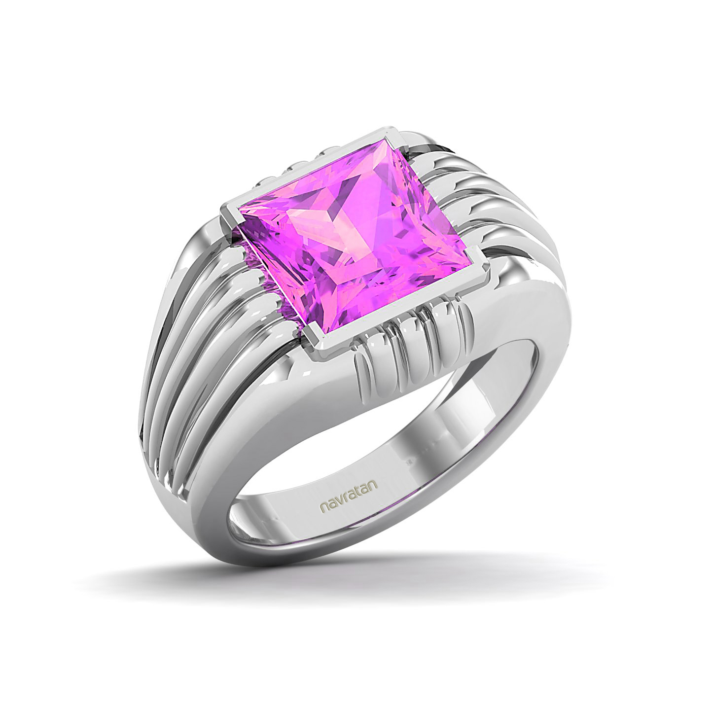 Modern Art Deco Pink sapphire ring
