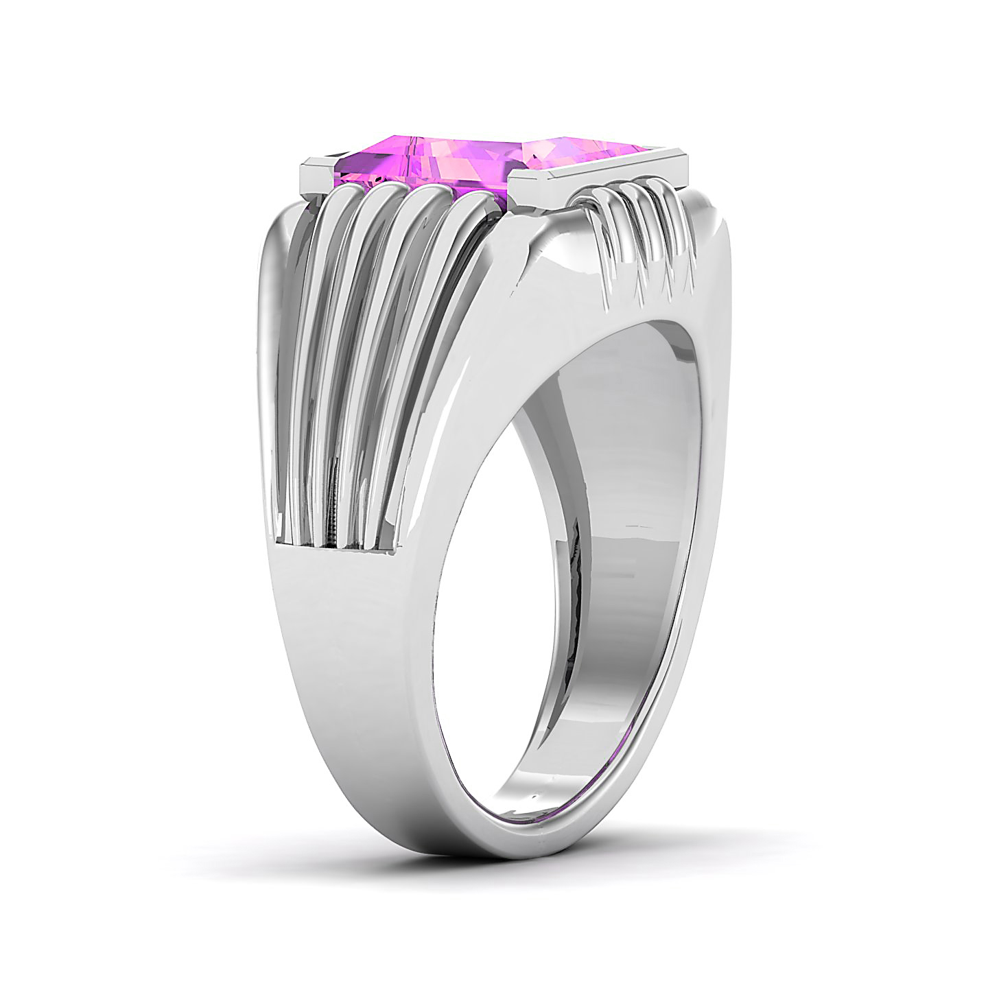 Modern Art Deco Pink sapphire ring