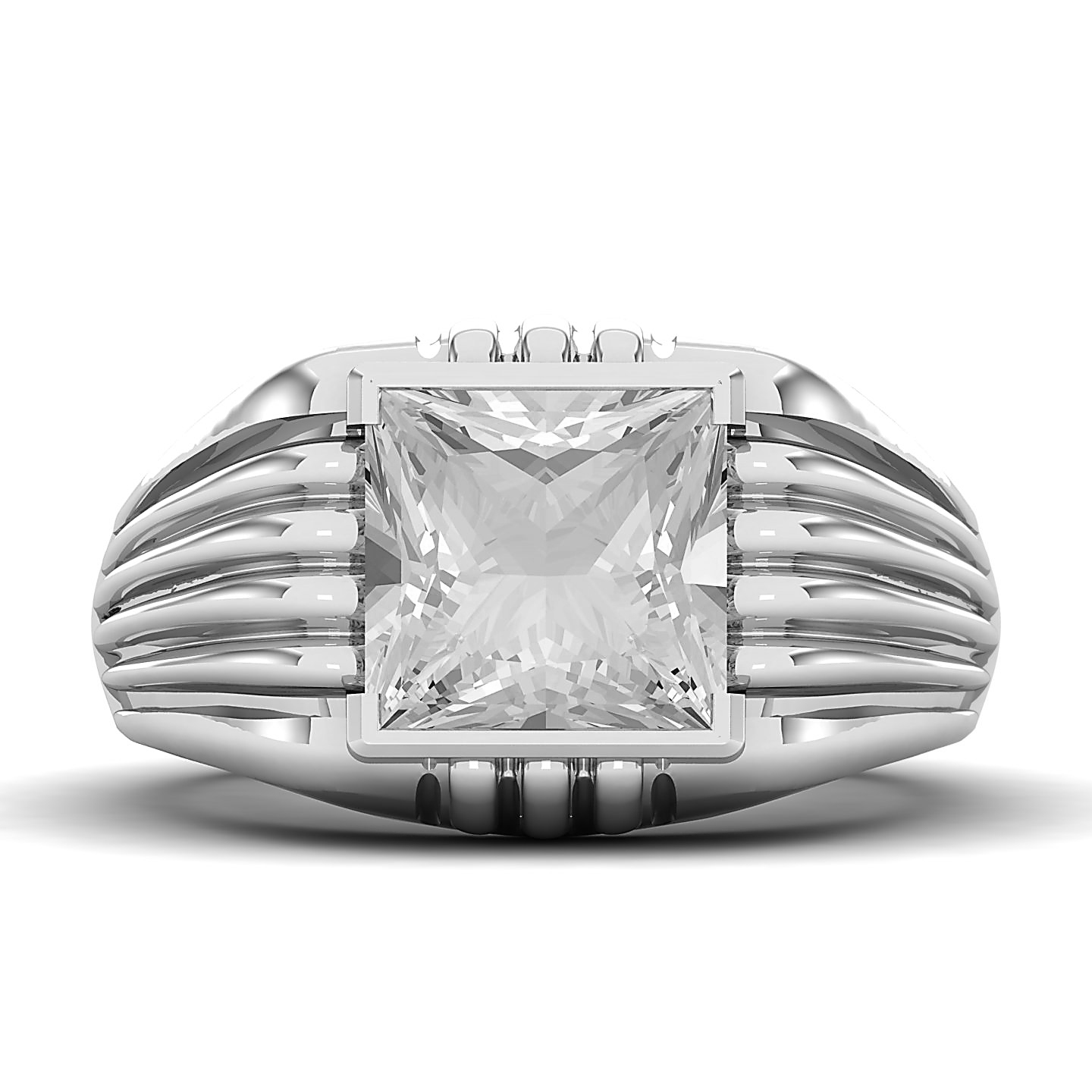 Modern Art Deco White sapphire ring