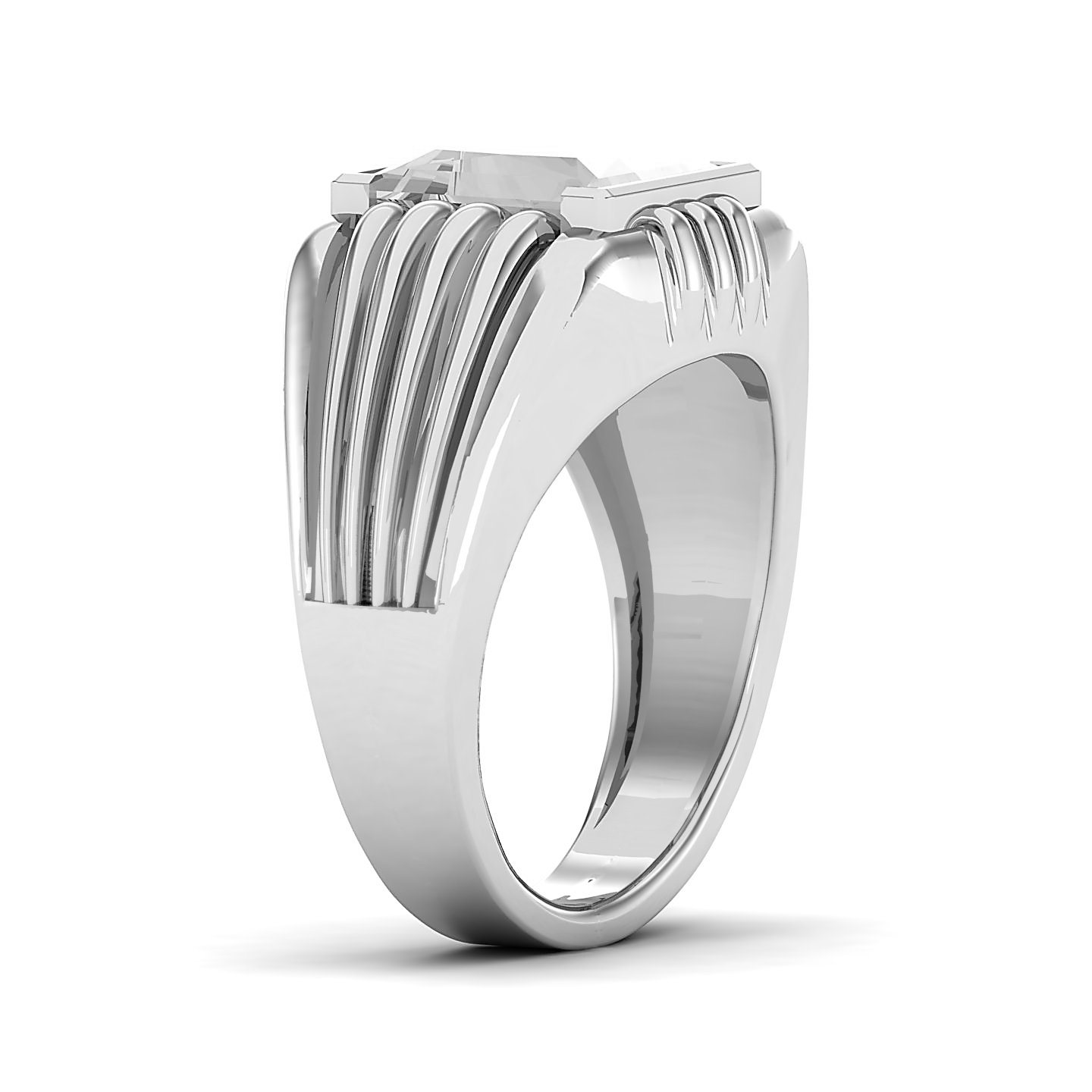 Modern Art Deco White sapphire ring