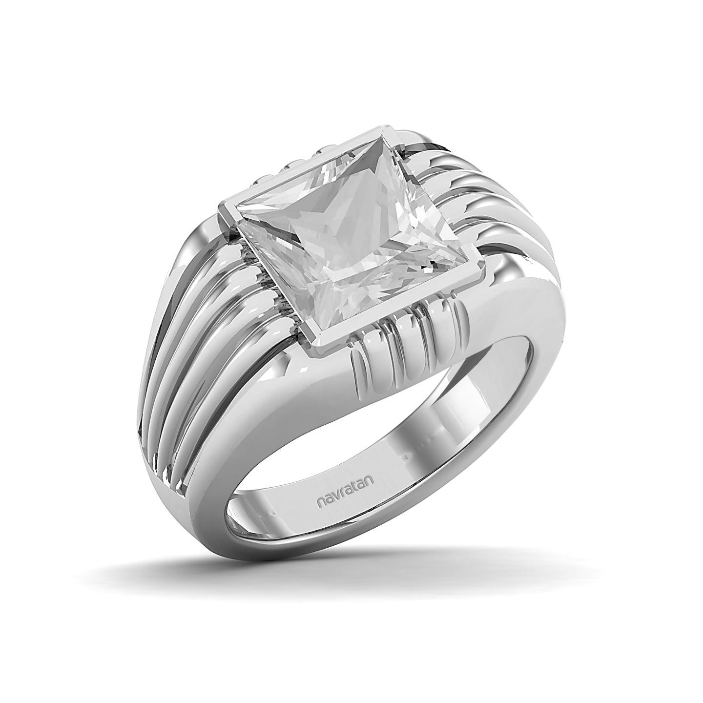 Modern Art Deco White sapphire ring