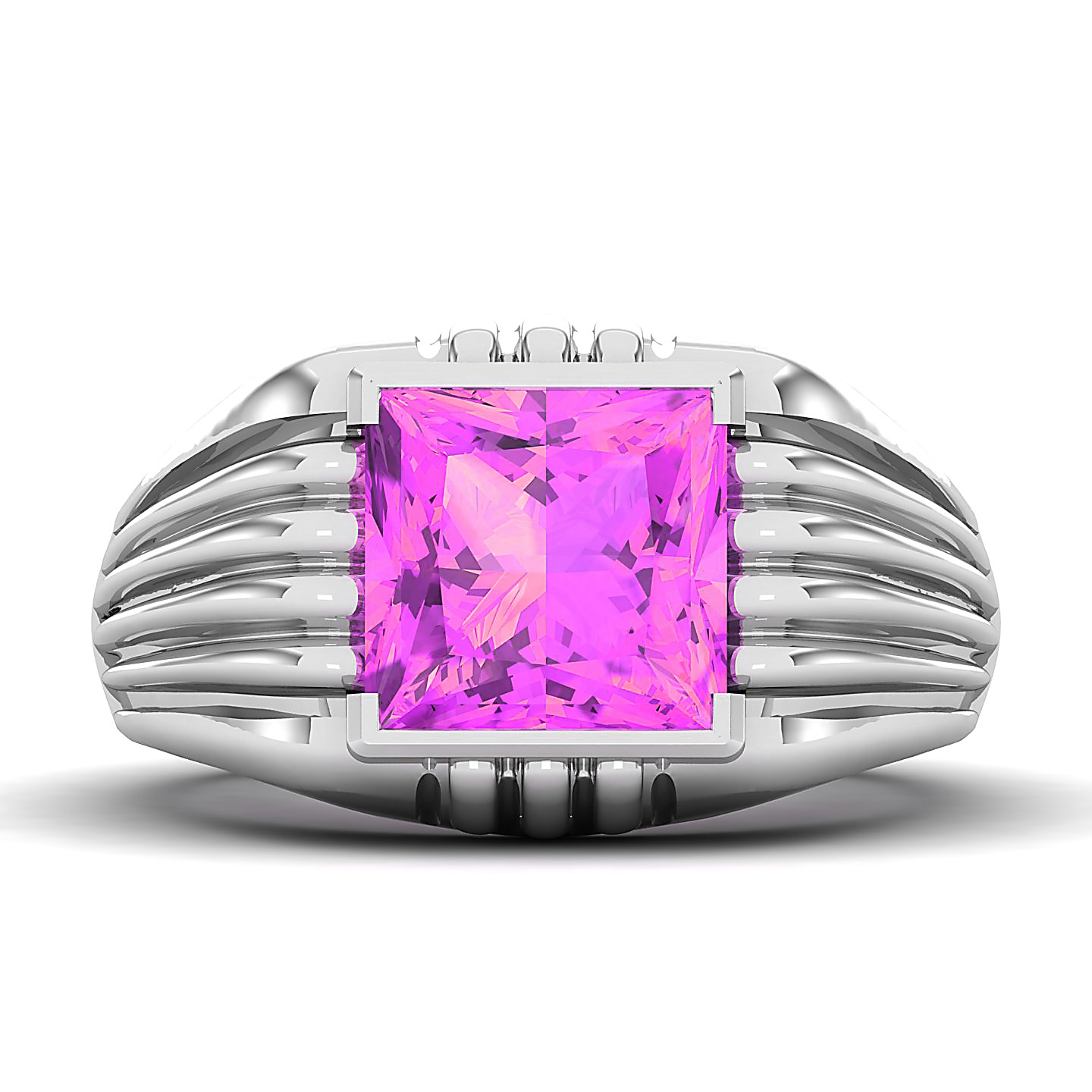 Modern Art Deco Pink sapphire ring