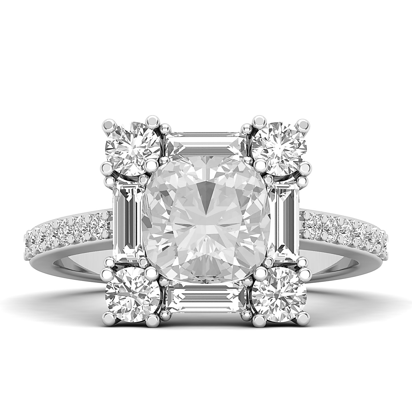 Modern Fusion Art Deco White Sapphire Ring