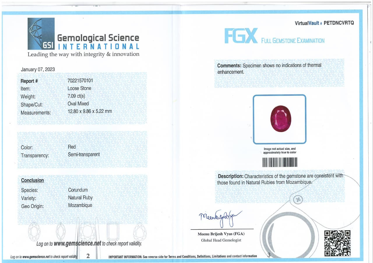 Mozambique Natural Ruby -  7.09 Carat