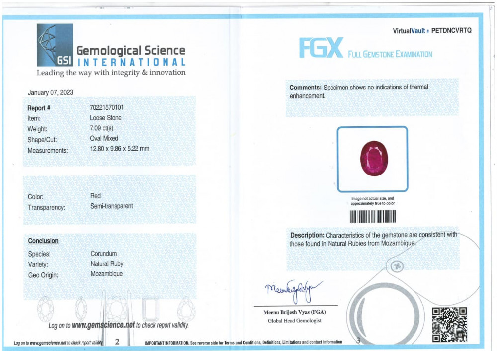 Mozambique Natural Ruby -  7.09 Carat