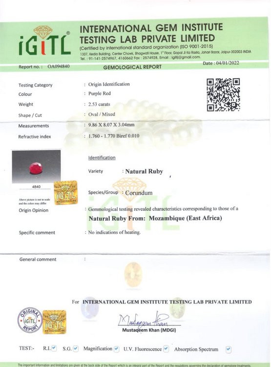 Mozambique Natural Ruby - 2.53 Carat