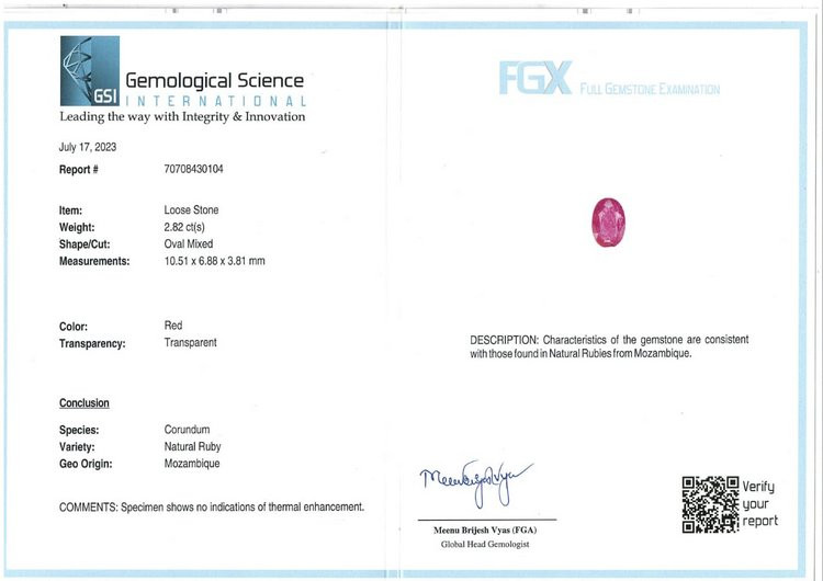 Mozambique Natural Ruby - 2.82 Carat