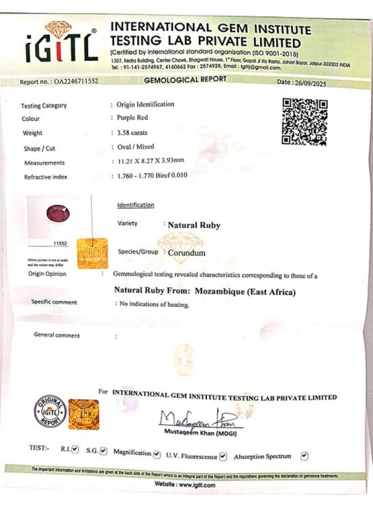 Mozambique Natural Ruby - 3.58 Carat