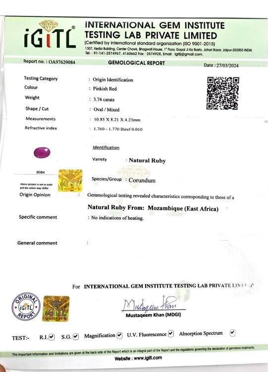 Mozambique Natural Ruby - 3.74 Carat