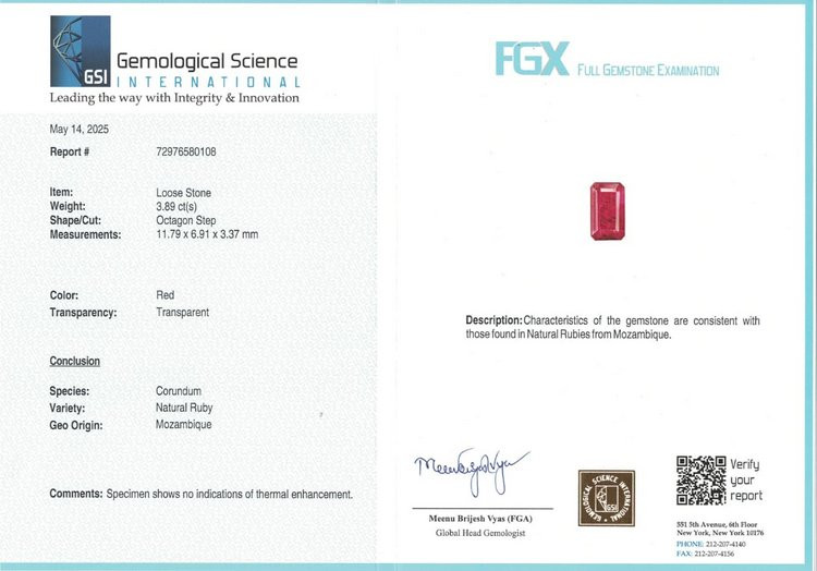 Mozambique Natural Ruby - 3.89 Carat