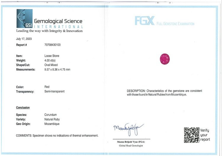 Mozambique Natural Ruby - 4 Carat
