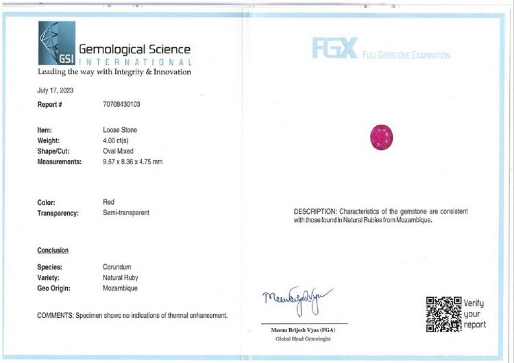 Mozambique Natural Ruby - 4 Carat