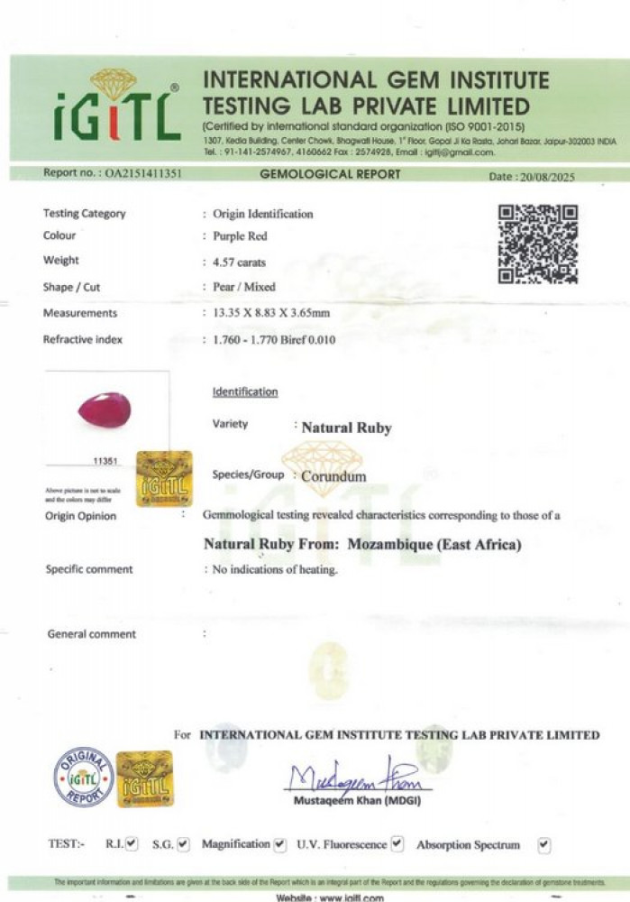 Mozambique Natural Ruby - 4.57 Carat