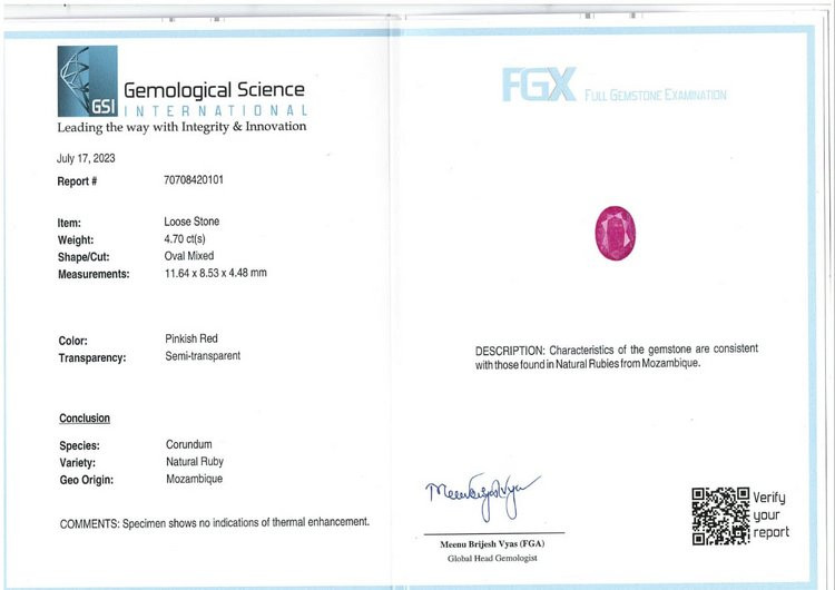 Mozambique Natural Ruby - 4.7 Carat