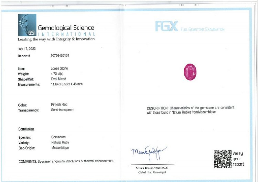 Mozambique Natural Ruby - 4.7 Carat