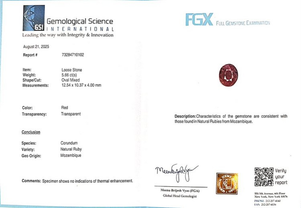 Mozambique Natural Ruby - 5.66 Carat