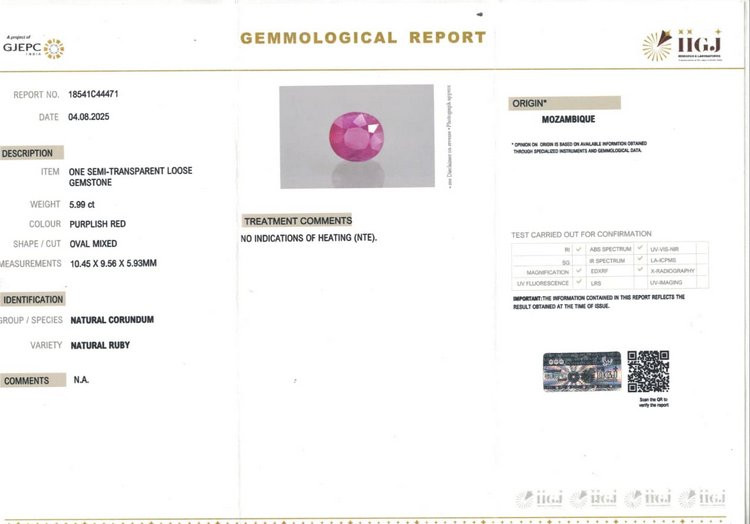 Mozambique Natural Ruby - 5.99 Carat