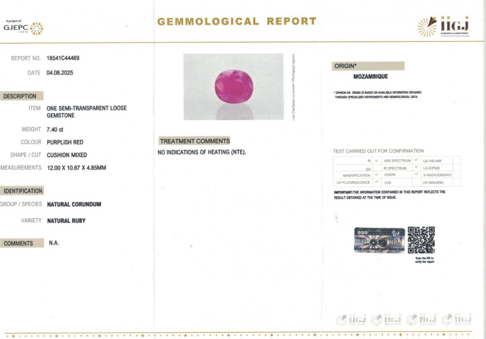 Mozambique Natural Ruby - 7.4 Carat