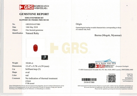 Natural Burma Ruby - 10.84 Carat