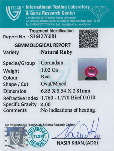 Natural Ruby - 1.03 Carat