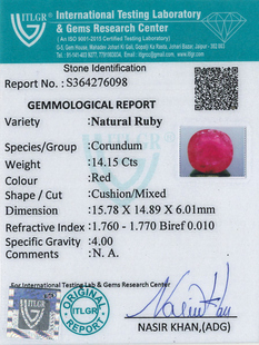 Natural Ruby - 14.15 Carat