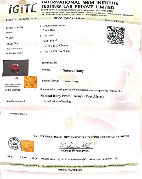 Natural Ruby - 1.56 Carat